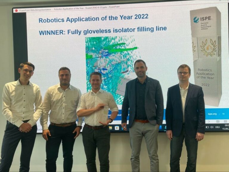 Winning Team: Robert Kibele (Groninger & Co. GmbH), Matthias Mettmann (Groninger & Co. GmbH), Sebastian Hillbrand (SKAN AG), Thorsten Häfner (PSM GmbH), Jury Lead: Charly Coulon (INVITE GmbH)